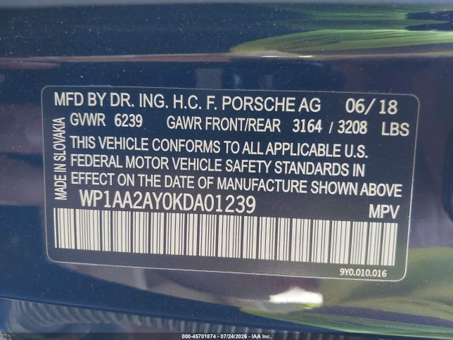 Porsche Cayenne 2019 WP1AA2AY0KDA01239 Image 9