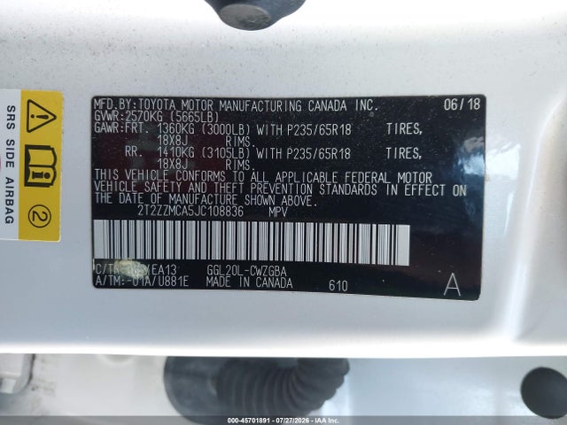 Продажа на аукционе авто 2018 Lexus Rx 350, vin: 2T2ZZMCA5JC108836, номер лота: 45701891