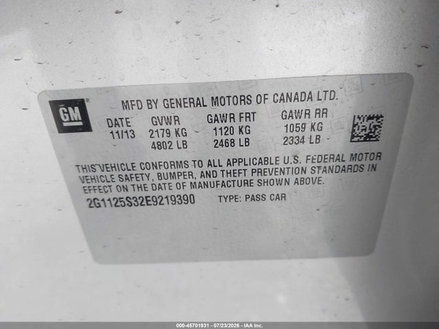 Chevrolet Impala 2lt 2014 2G1125S32E9219390 Image 9