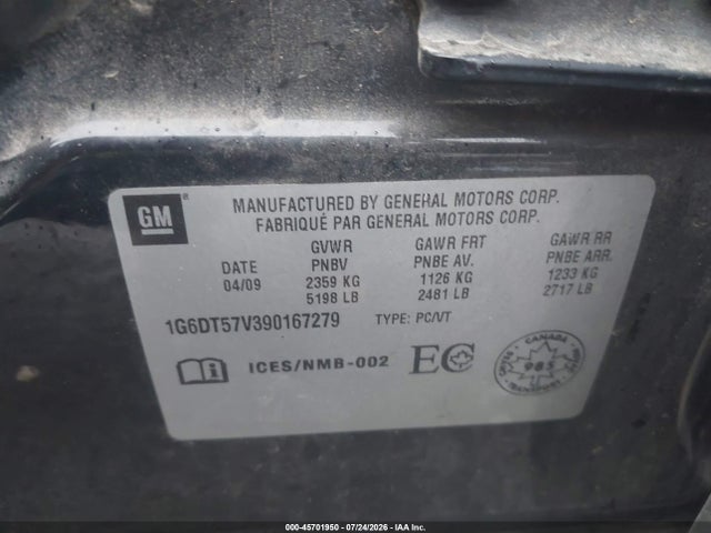 Продаж на аукціоні авто 2009 Cadillac Cts Awd W/1sb, vin: 1G6DT57V390167279, номер лоту: 45701950