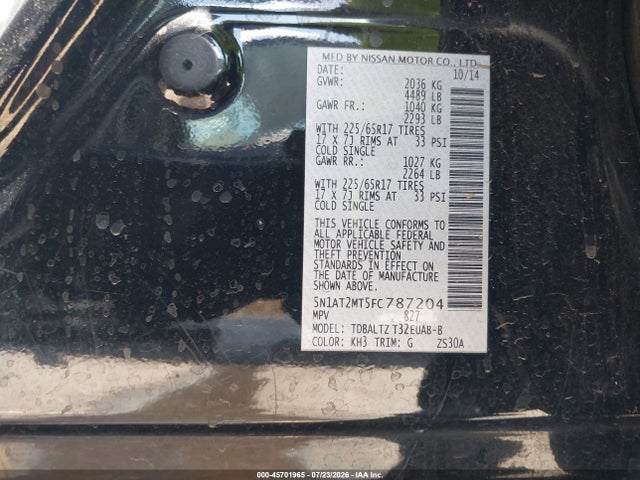 Nissan ROGUE SV 2015 5N1AT2MT5FC787204 Image 9