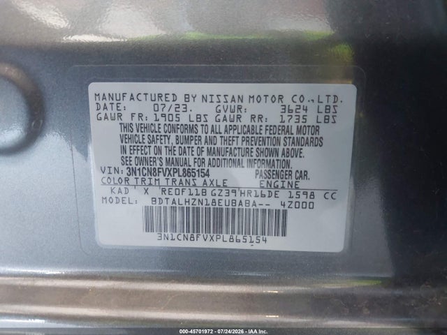 3N1CN8FVXPL865154 Nissan Versa 1.6 Sr Xtronic Cvt