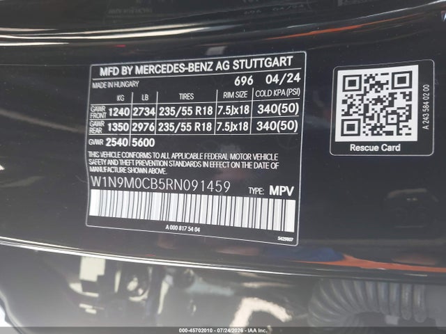 W1N9M0CB5RN091459 Mercedes-Benz Eqb 250 Suv