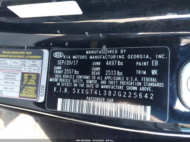 KIA Optima S 2018 5XXGT4L38JG225642 Image 9