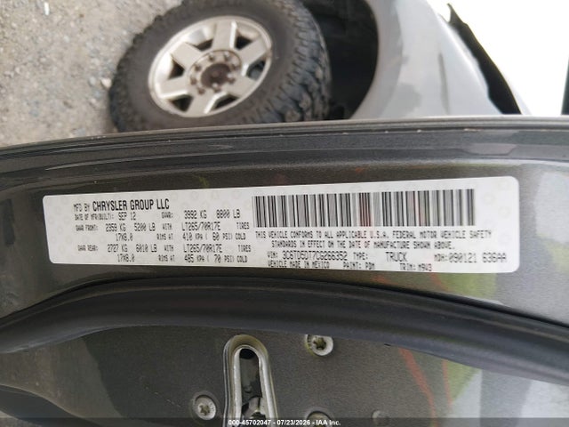 45702047 :رقم المزاد ، 3C6TD5DT7CG266352 vin ، 2012 Ram 2500 Big Horn مزاد بيع