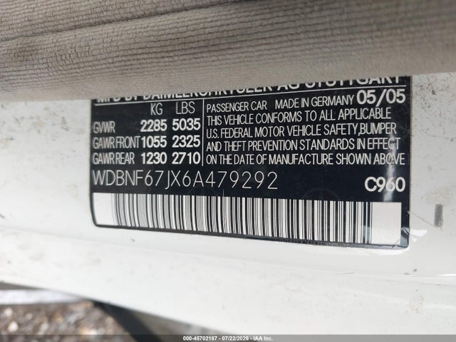 Aukcja sprzedaży 2006 Mercedes-benz S 350, vin: WDBNF67JX6A479292, numer aukcji: 45702187