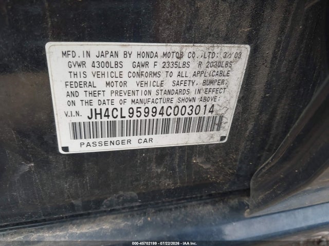 Продаж на аукціоні авто 2004 Acura Tsx, vin: JH4CL95994C003014, номер лоту: 45702199