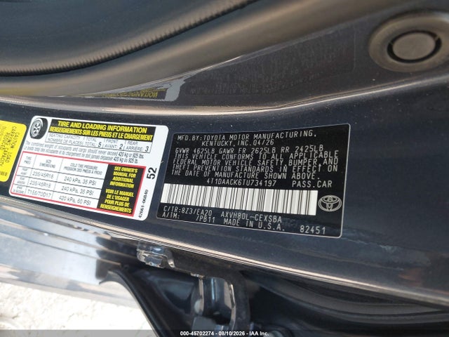 2026 Toyota Camry Se მანქანა იყიდება აუქციონზე, vin: 4T1DAACK6TU734197, აუქციონის ნომერი: 45702274