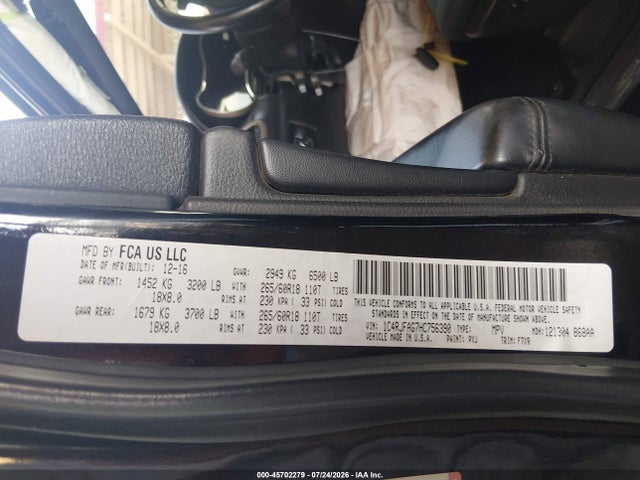 2017 Jeep Grand Cherokee Laredo მანქანა იყიდება აუქციონზე, vin: 1C4RJFAG7HC756390, აუქციონის ნომერი: 45702279