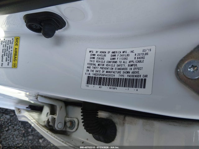 2015 Honda Accord Ex-l V-6 მანქანა იყიდება აუქციონზე, vin: 1HGCR3F86FA026334, აუქციონის ნომერი: 45702310