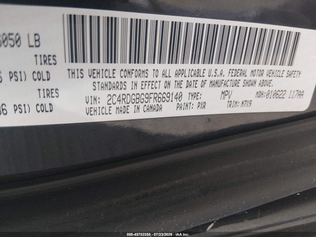 Dodge Grand Caravan Se 2015 2C4RDGBG9FR669140 Image 9