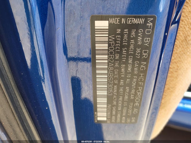 Продажа на аукционе авто 2011 Porsche Boxster S, vin: WP0CB2A84BS730153, номер лота: 45702391