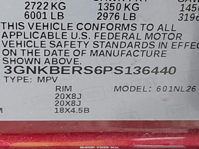 3GNKBERS6PS136440 Chevrolet Blazer Fwd Rs