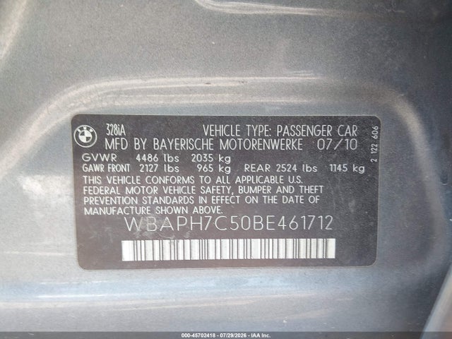 Продажа на аукционе авто 2011 Bmw 328i, vin: WBAPH7C50BE461712, номер лота: 45702418