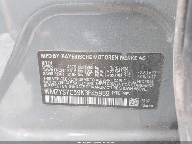 Продажа на аукционе авто 2019 Mini Countryman Cooper, vin: WMZYS7C59K3F45969, номер лота: 45702419