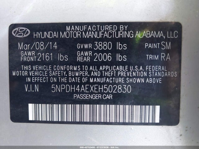 Hyundai ELANTRA SE 2014 5NPDH4AEXEH502830 Image 9