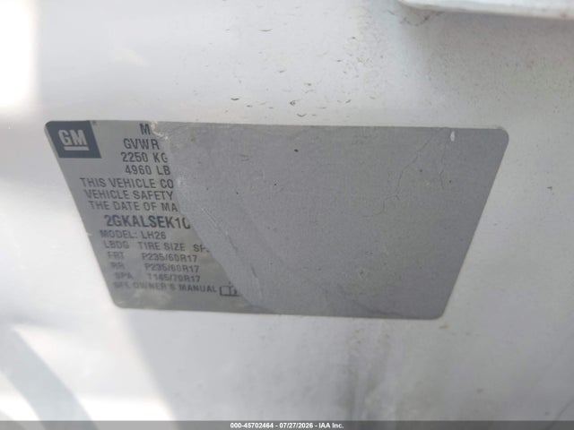 2012 Gmc Terrain Sle-2 მანქანა იყიდება აუქციონზე, vin: 2GKALSEK1C6172247, აუქციონის ნომერი: 45702464