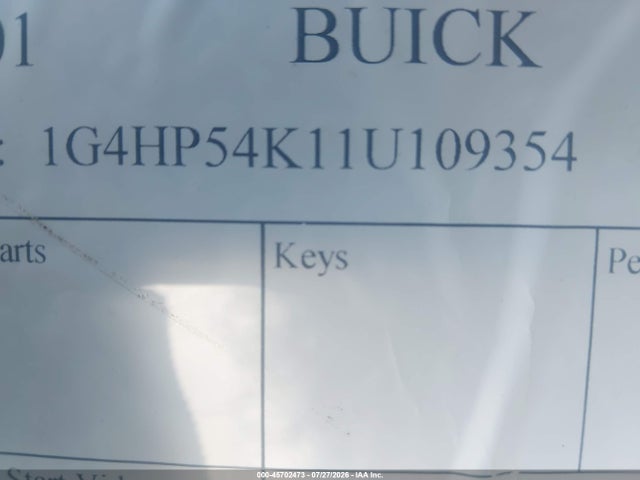 Продажа на аукционе авто 2001 Buick Lesabre Custom, vin: 1G4HP54K11U109354, номер лота: 45702473