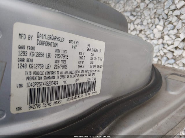 Aukcja sprzedaży 2007 Dodge Caravan Se, vin: 1D4GP25E47B235464, numer aukcji: 45702508
