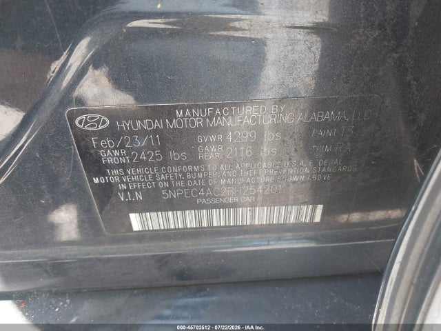 Aukcja sprzedaży 2011 Hyundai Sonata Se, vin: 5NPEC4AC2BH254201, numer aukcji: 45702512