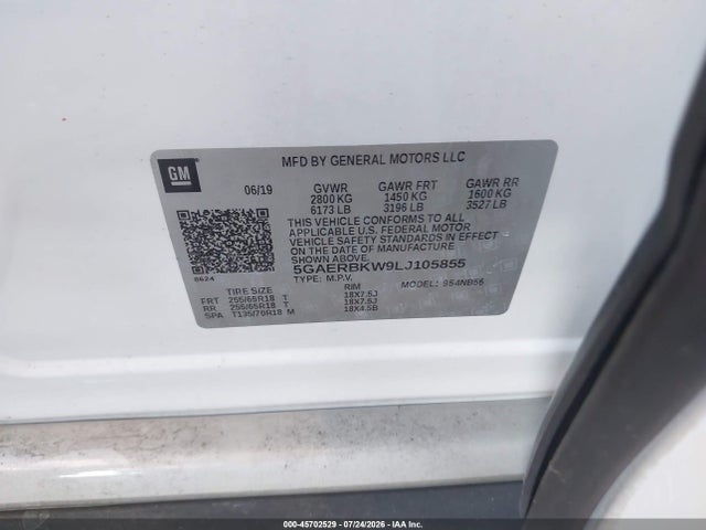 2020 Buick Enclave Fwd Essence მანქანა იყიდება აუქციონზე, vin: 5GAERBKW9LJ105855, აუქციონის ნომერი: 45702529