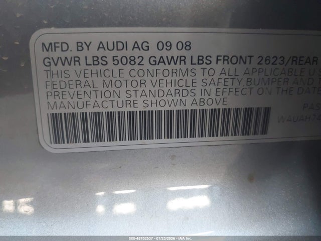 Продажа на аукционе авто 2008 Audi A6 3.2, vin: WAUAH74F18N179178, номер лота: 45702537