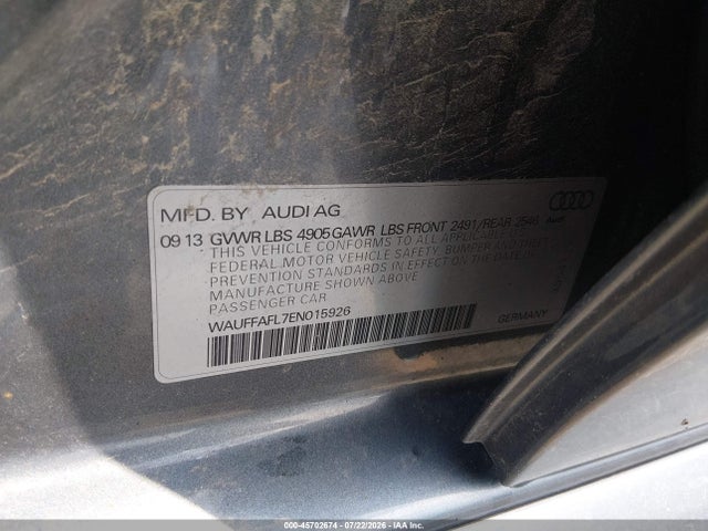 45702674 :رقم المزاد ، WAUFFAFL7EN015926 vin ، 2014 Audi A4 2.0t Premium مزاد بيع
