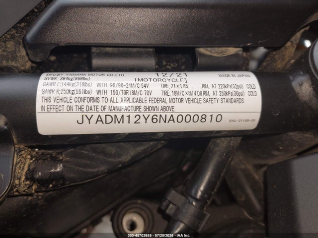 Yamaha Xtz690 2022 JYADM12Y6NA000810 Image 10
