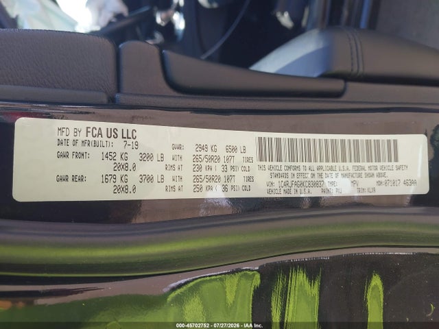 Продаж на аукціоні авто 2019 Jeep Grand Cherokee Altitude 4x4, vin: 1C4RJFAG0KC830837, номер лоту: 45702752
