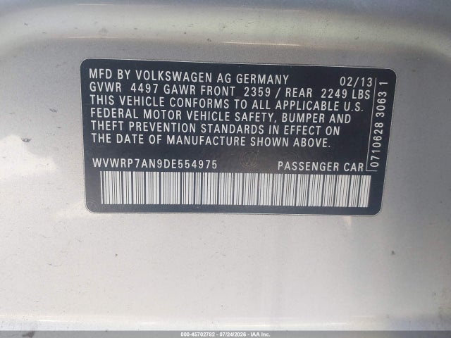 Продажа на аукционе авто 2013 Volkswagen Cc 2.0t Lux, vin: WVWRP7AN9DE554975, номер лота: 45702782