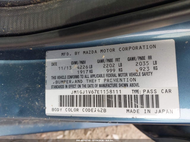 Aukcja sprzedaży 2014 Mazda Mazda6 I Touring, vin: JM1GJ1V67E1158111, numer aukcji: 45702785