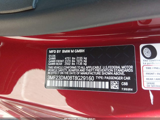 Продажа на аукционе авто 2026 Bmw M2, vin: 3MF23DM08T8G29160, номер лота: 45702796