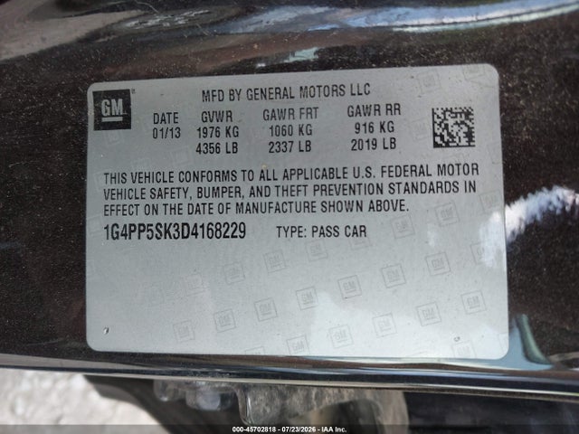 2013 Buick Verano მანქანა იყიდება აუქციონზე, vin: 1G4PP5SK3D4168229, აუქციონის ნომერი: 45702818