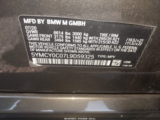BMW X6 M Competition 2020 5YMCY0C07L9D59325 Image 9