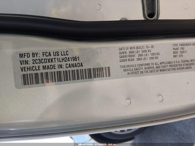 Продажа на аукционе авто 2020 Dodge Charger Police Awd, vin: 2C3CDXKT1LH241961, номер лота: 45702892