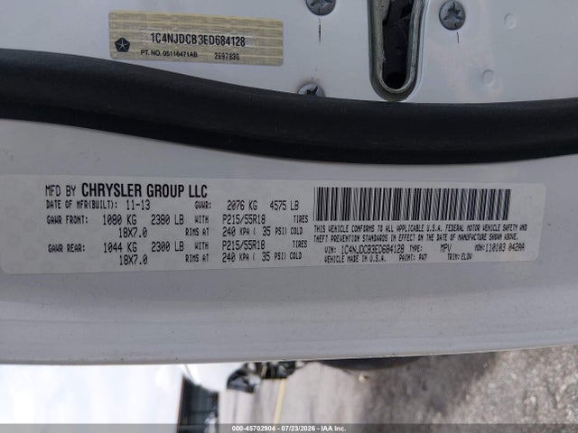 Продаж на аукціоні авто 2014 Jeep Compass Limited, vin: 1C4NJDCB3ED684128, номер лоту: 45702904