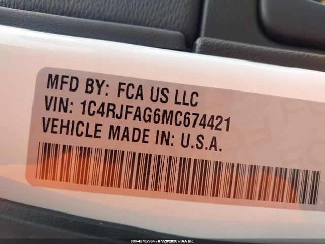 2021 Jeep Grand Cherokee Laredo X 4x4 მანქანა იყიდება აუქციონზე, vin: 1C4RJFAG6MC674421, აუქციონის ნომერი: 45702964