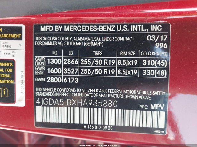 Продажа на аукционе авто 2017 Mercedes-benz Gle 350, vin: 4JGDA5JBXHA935880, номер лота: 45702978