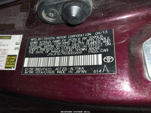 Auction sale of the 2013 Scion Tc, vin: JTKJF5C79D3065659, lot number: 45703080