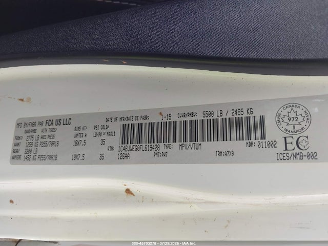 Aukcja sprzedaży 2015 Jeep Wrangler Unlimited Sahara, vin: 1C4BJWEG0FL619428, numer aukcji: 45703278