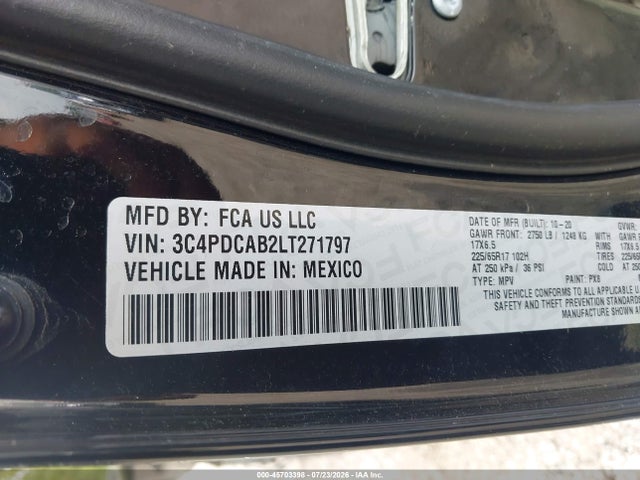 Aukcja sprzedaży 2020 Dodge Journey Se Value, vin: 3C4PDCAB2LT271797, numer aukcji: 45703398