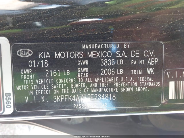3KPFK4A72JE234818 KIA FORTE LX