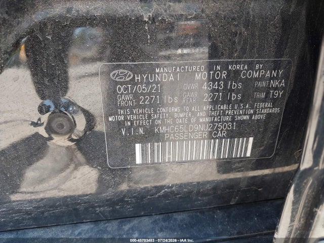 Продаж на аукціоні авто 2022 Hyundai Ioniq Plug-in Hybrid Se, vin: KMHC65LD9NU275031, номер лоту: 45703483