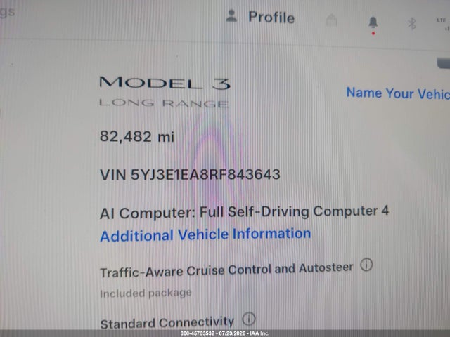 5YJ3E1EA8RF843643 Tesla Model 3 Long Range Dual Motor All-wheel Drive/rear-wheel Drive