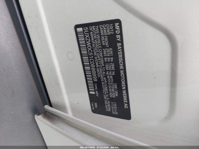 45703638 :رقم المزاد ، 5UXZW0C51C0B88899 vin ، 2012 Bmw X5 Xdrive35d مزاد بيع