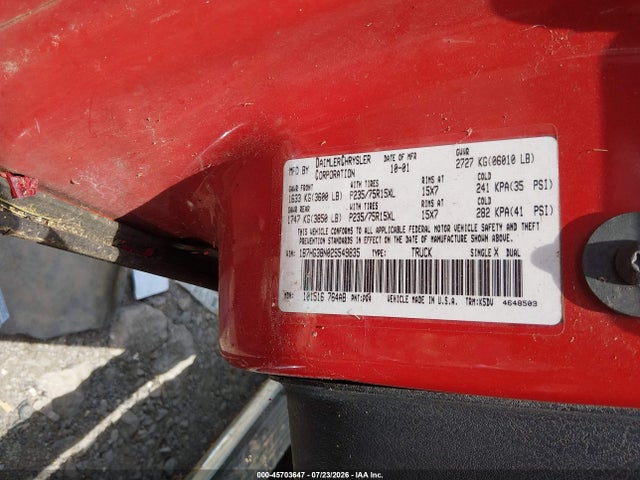 Aukcja sprzedaży 2002 Dodge Dakota Sport, vin: 1B7HG38N02S549835, numer aukcji: 45703647