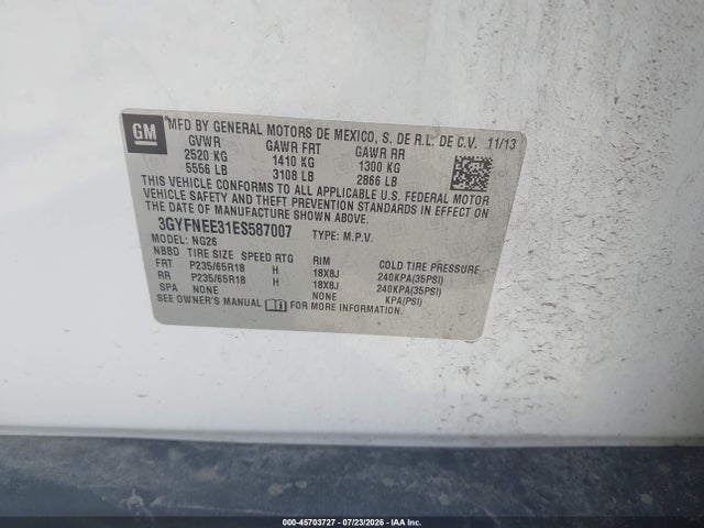 3GYFNEE31ES587007 Cadillac Srx Luxury Collection