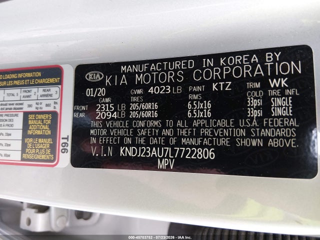 Продаж на аукціоні авто 2020 Kia Soul Lx, vin: KNDJ23AU7L7722806, номер лоту: 45703752
