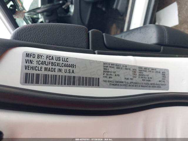 Продажа на аукционе авто 2020 Jeep Grand Cherokee Limited 4x4, vin: 1C4RJFBGXLC444491, номер лота: 45703761