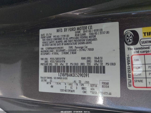 1ZVBP8AM3E5290391 Ford Mustang V6 Premium